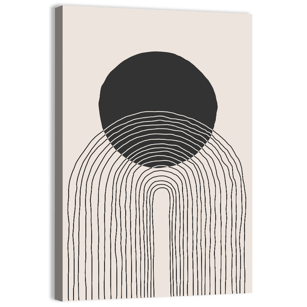Minimalist Black Sun Wall Art, canvas print, portrait