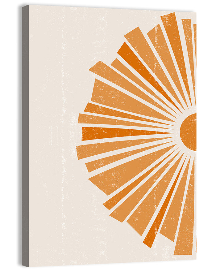 Semicircular Sunburst Minimalist Wall Art as a canvas print