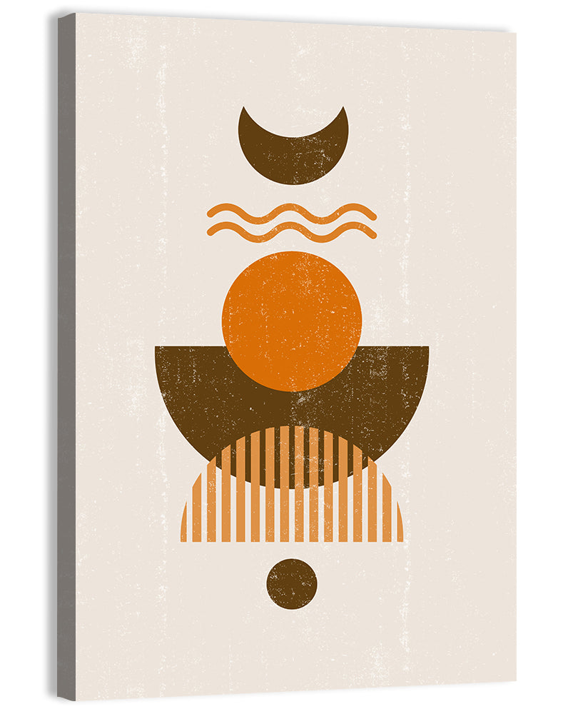 Earthy Sun and Crescent Moon Wall Art, canvas print, portrait