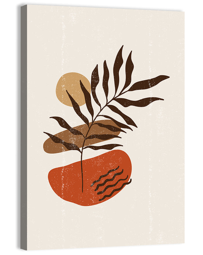 Fern with Terracotta Sun Wall Art as a canvas print