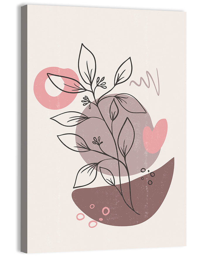 Mauve Botanical Line Wall Art as a canvas print