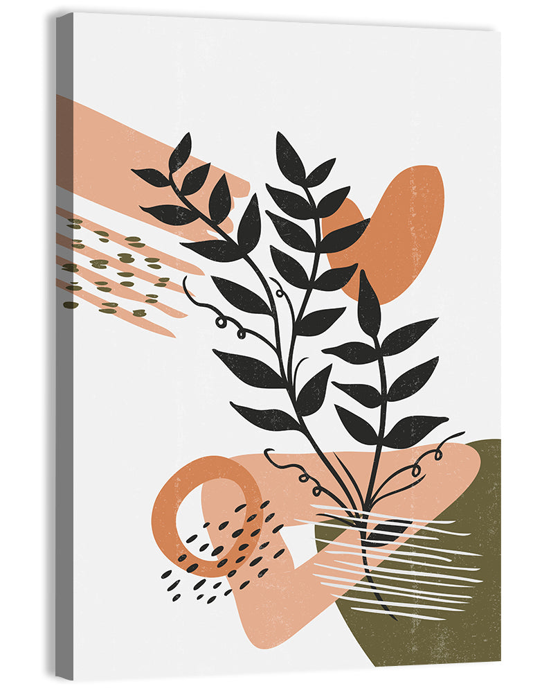 Olive Botanical Leaves Abstract Wall Art