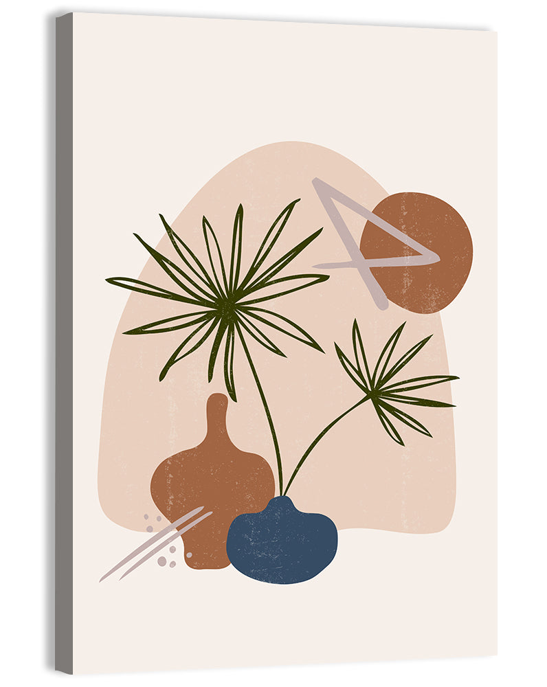 Palm Leaves and Vases Abstract Wall Art
