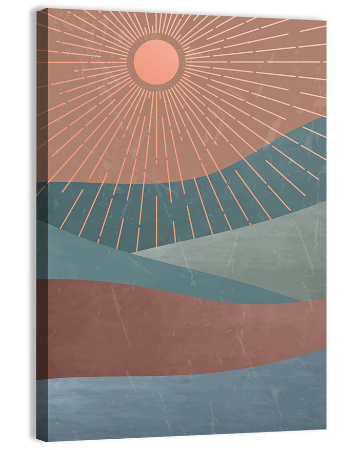 Minimalist Mountain Sunrise Wall Art as a canvas print