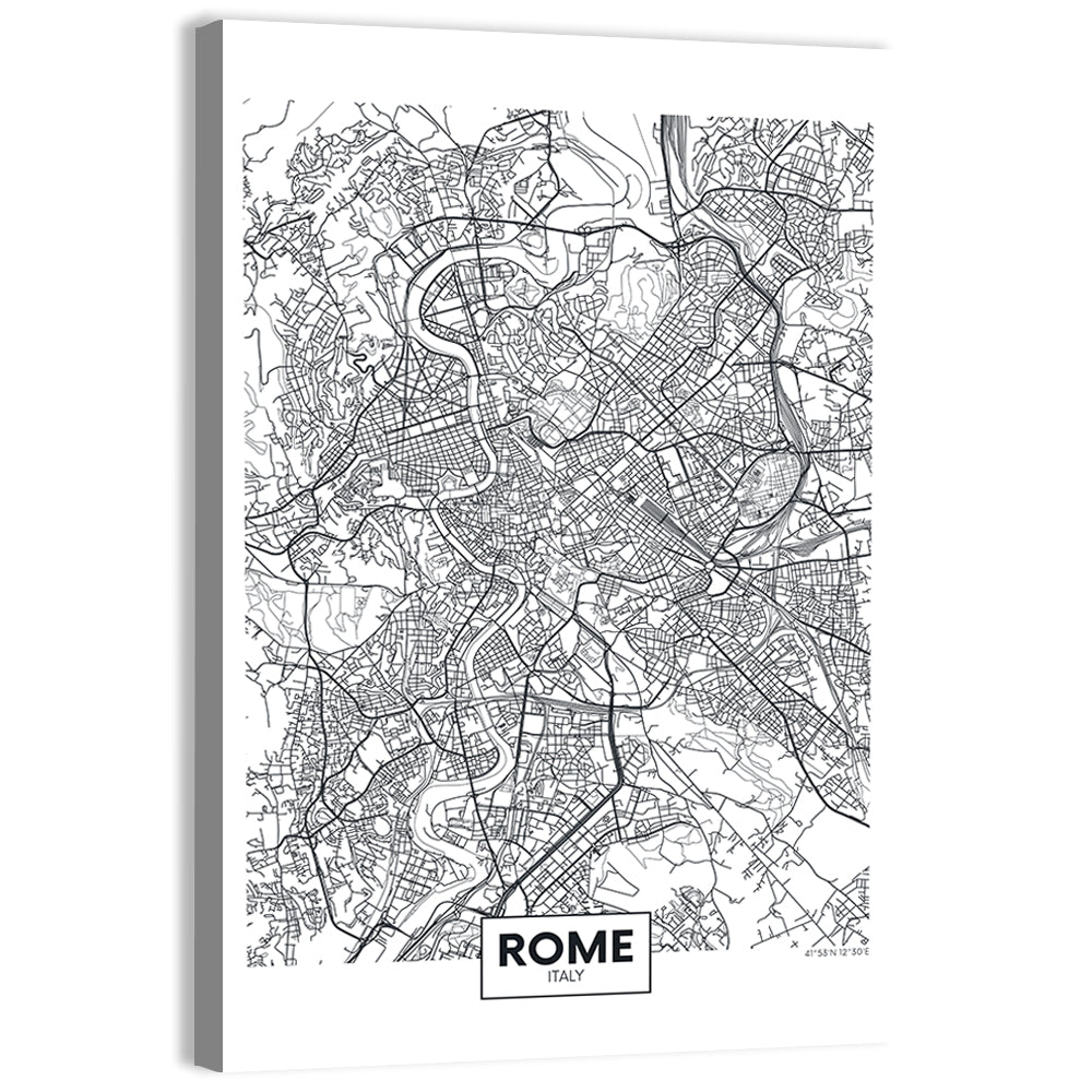 Rome City Map Wall Art, canvas print, portrait