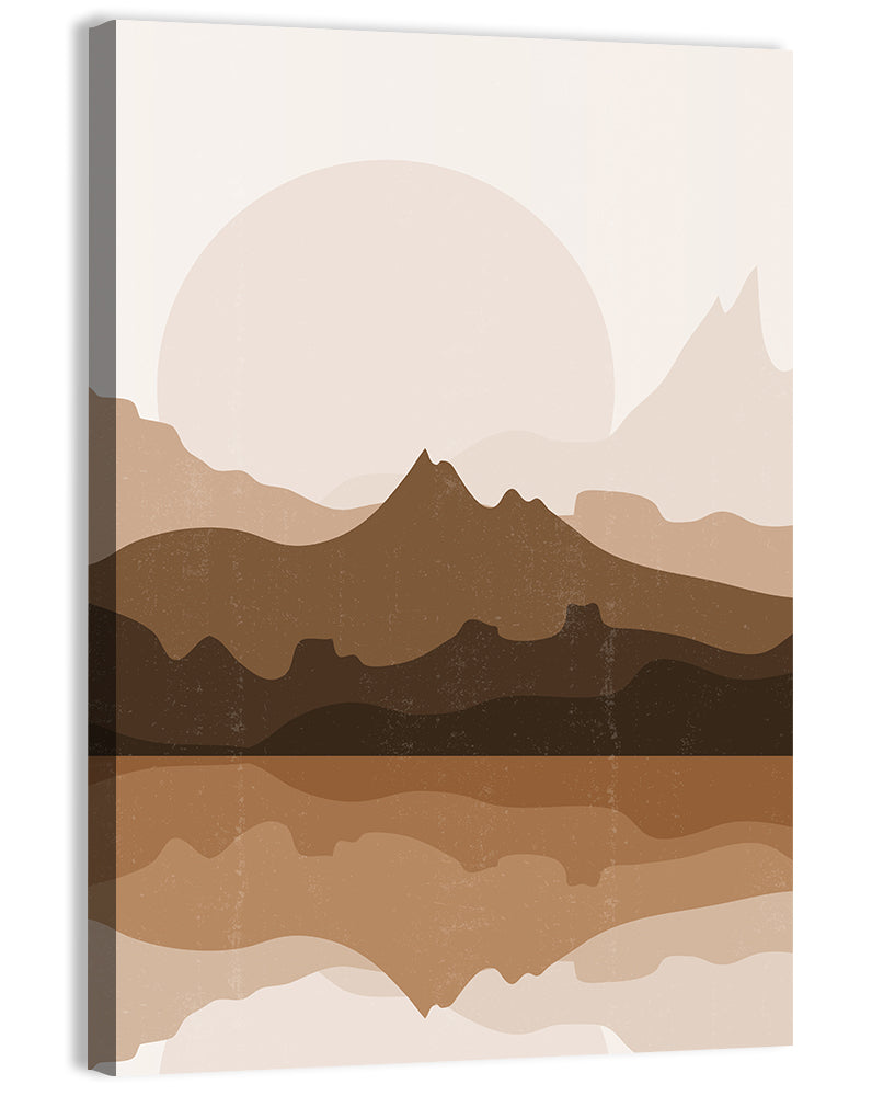 Layered Mountain Lake Sunset Wall Art, canvas print, portrait