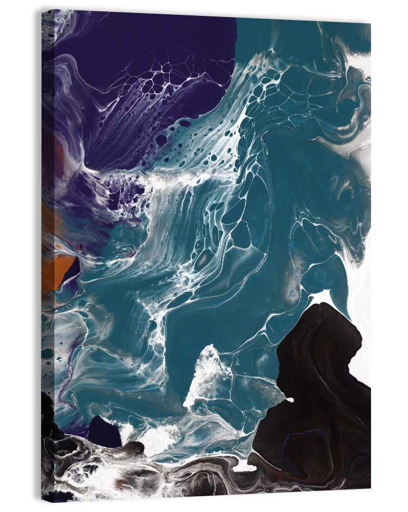Teal and Purple Marble Texture Wall Art, canvas print, portrait