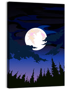 Dark Moon Over Forest Wall Art
