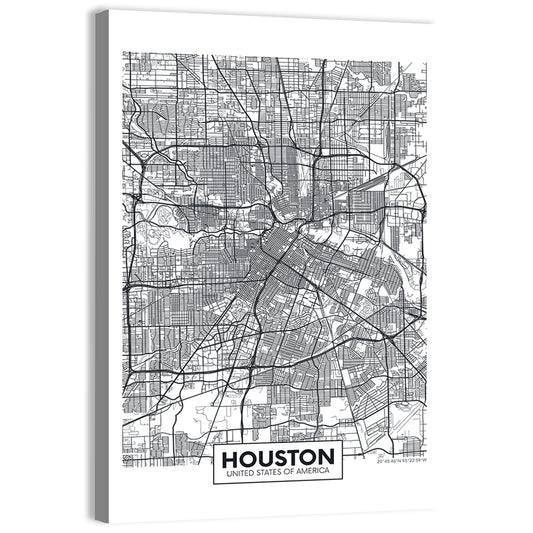 Houston City Map Wall Art