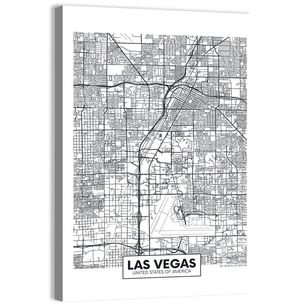 Las Vegas Street Grid Map Wall Art