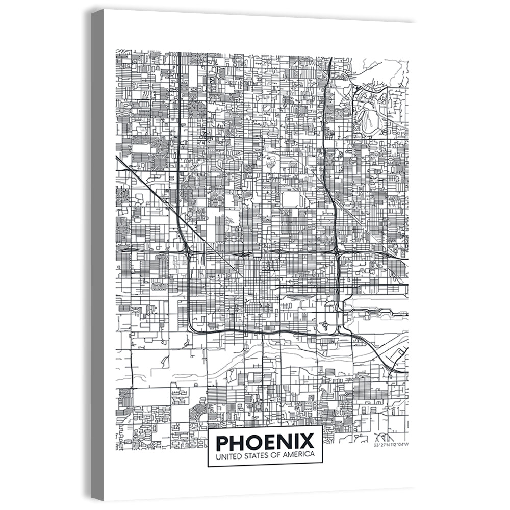 Phoenix Street Grid Map Wall Art