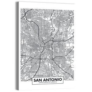San Antonio City Map Wall Art