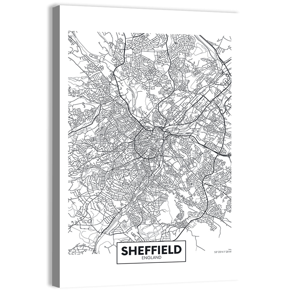 Sheffield Street Grid Map Wall Art