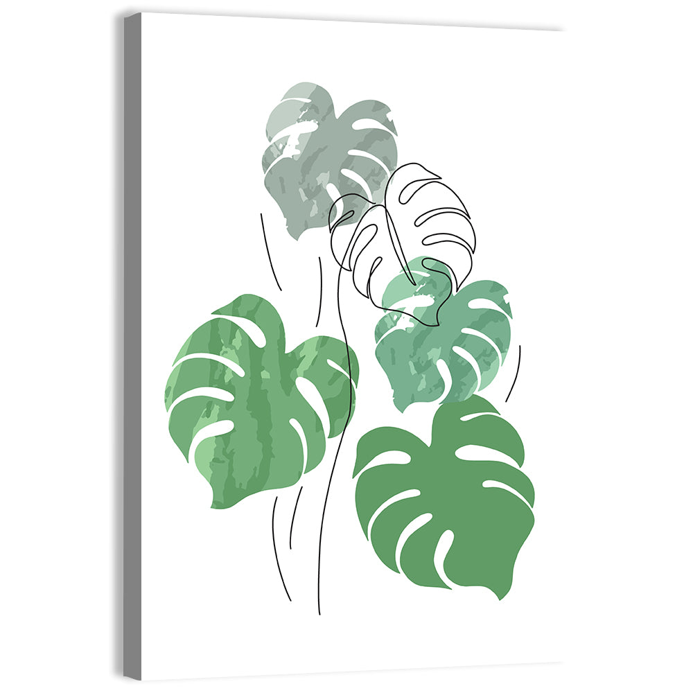 Monstera Leaves Watercolor Study Wall Art