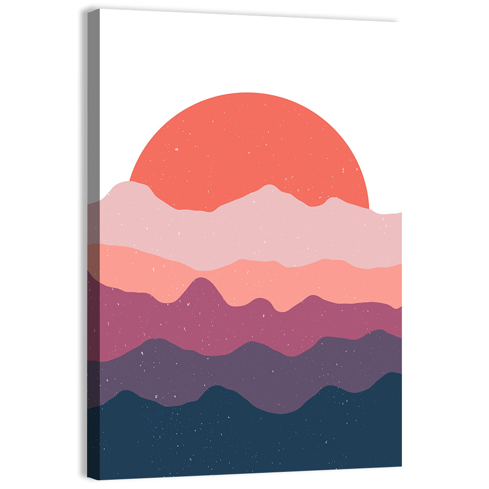 Layered Sunset Mountain Silhouettes Wall Art