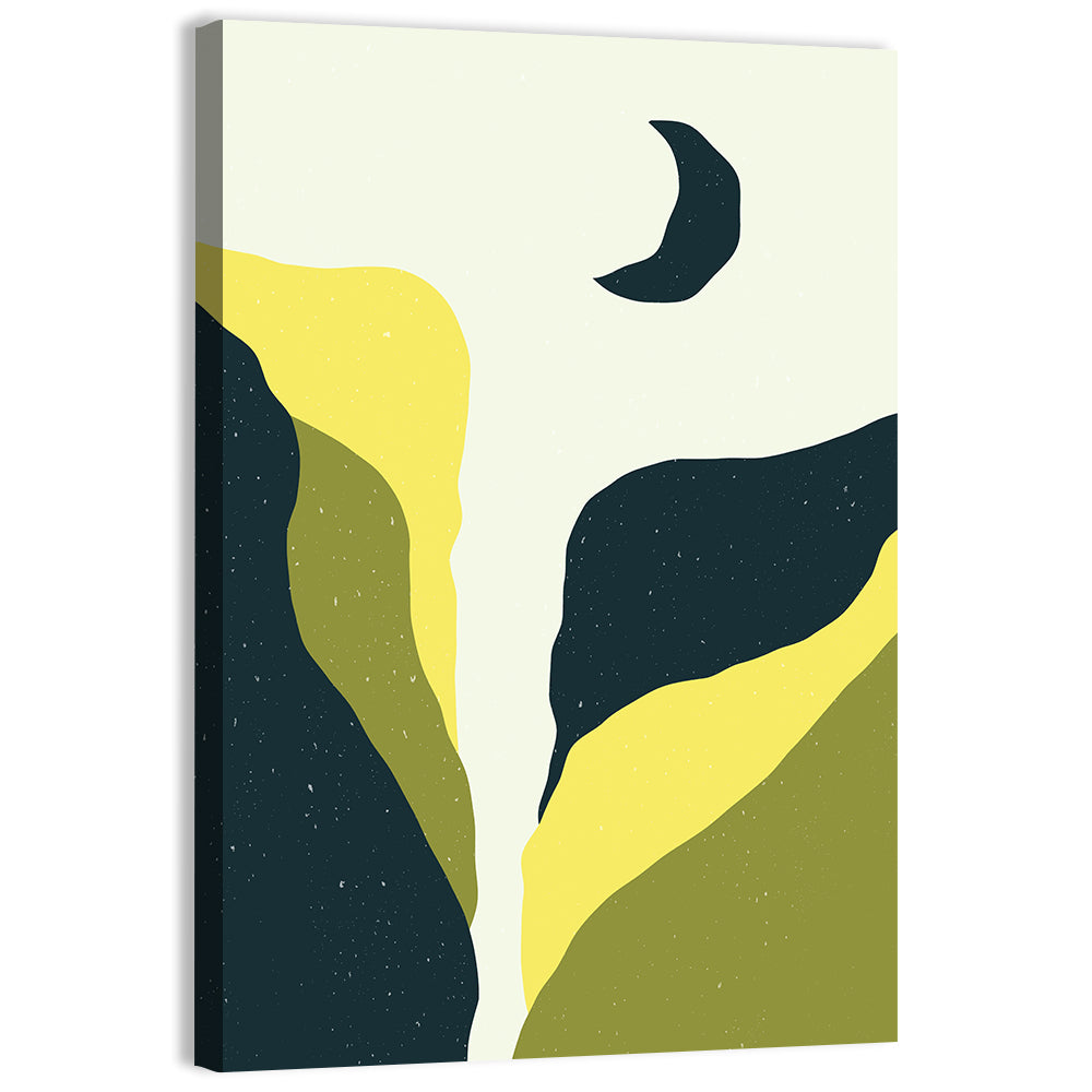Crescent Moon Over Olive Mountains Wall Art, canvas print, portrait