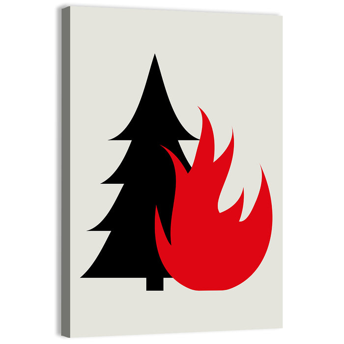 Forest Fire Minimalist Illustration Wall Art as a canvas print