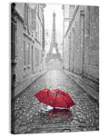 Eiffel Tower on Rainy Street Wall Art
