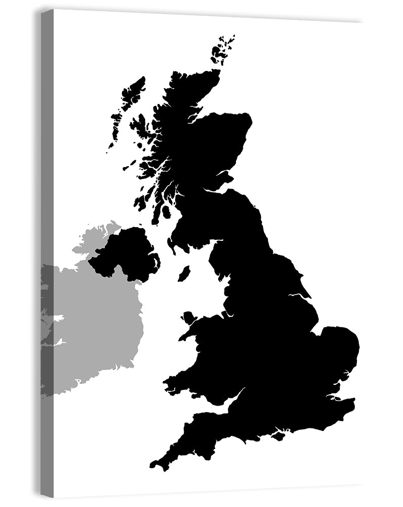 United Kingdom Silhouette Map Wall Art, canvas print, portrait