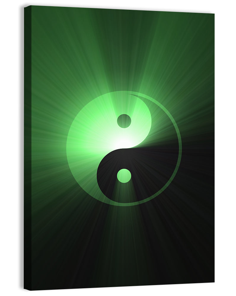 Green Glowing Yin Yang Wall Art