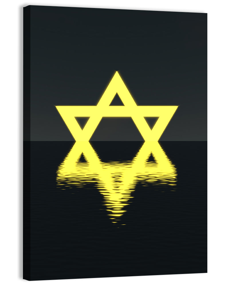 Glowing Star of David Reflection Wall Art