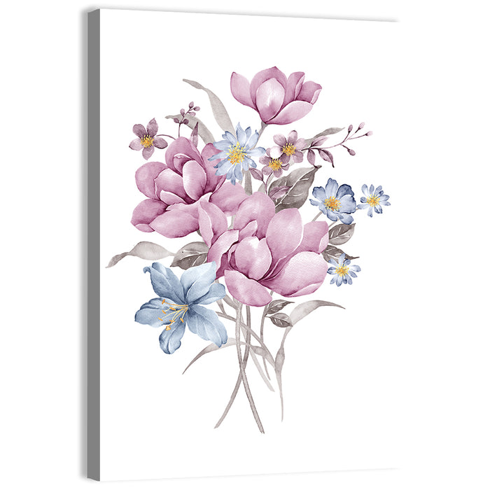 Pink Watercolor Bouquet Illustration Wall Art as a canvas print