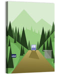 Mountain Road Bus Stop Illustration Wall Art