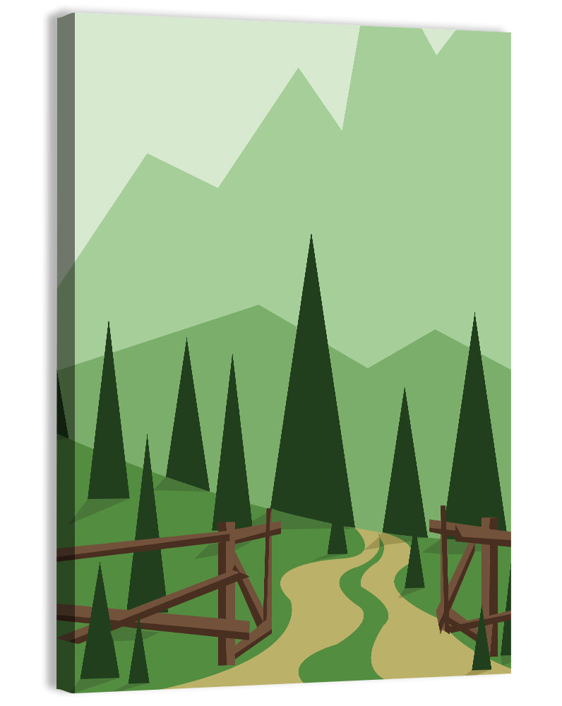 Winding Forest Path Wall Art, canvas print, portrait