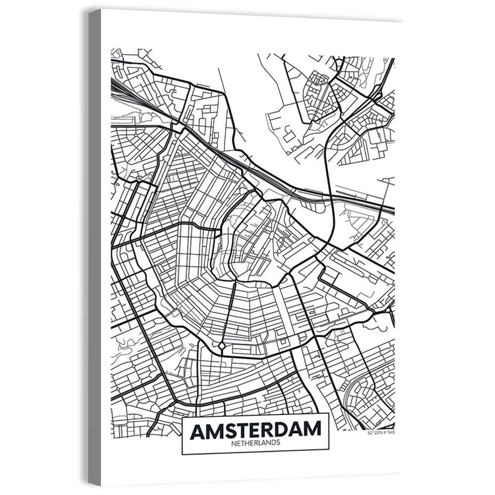 Amsterdam Canal Map Wall Art
