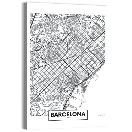 Barcelona City Map Wall Art