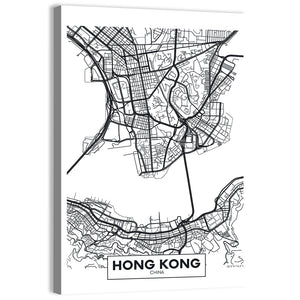 Hong Kong City Map Wall Art