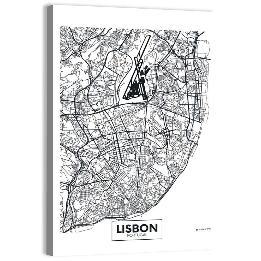 Lisbon Schematic Map Wall Art