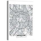 Moscow City Center Map Wall Art