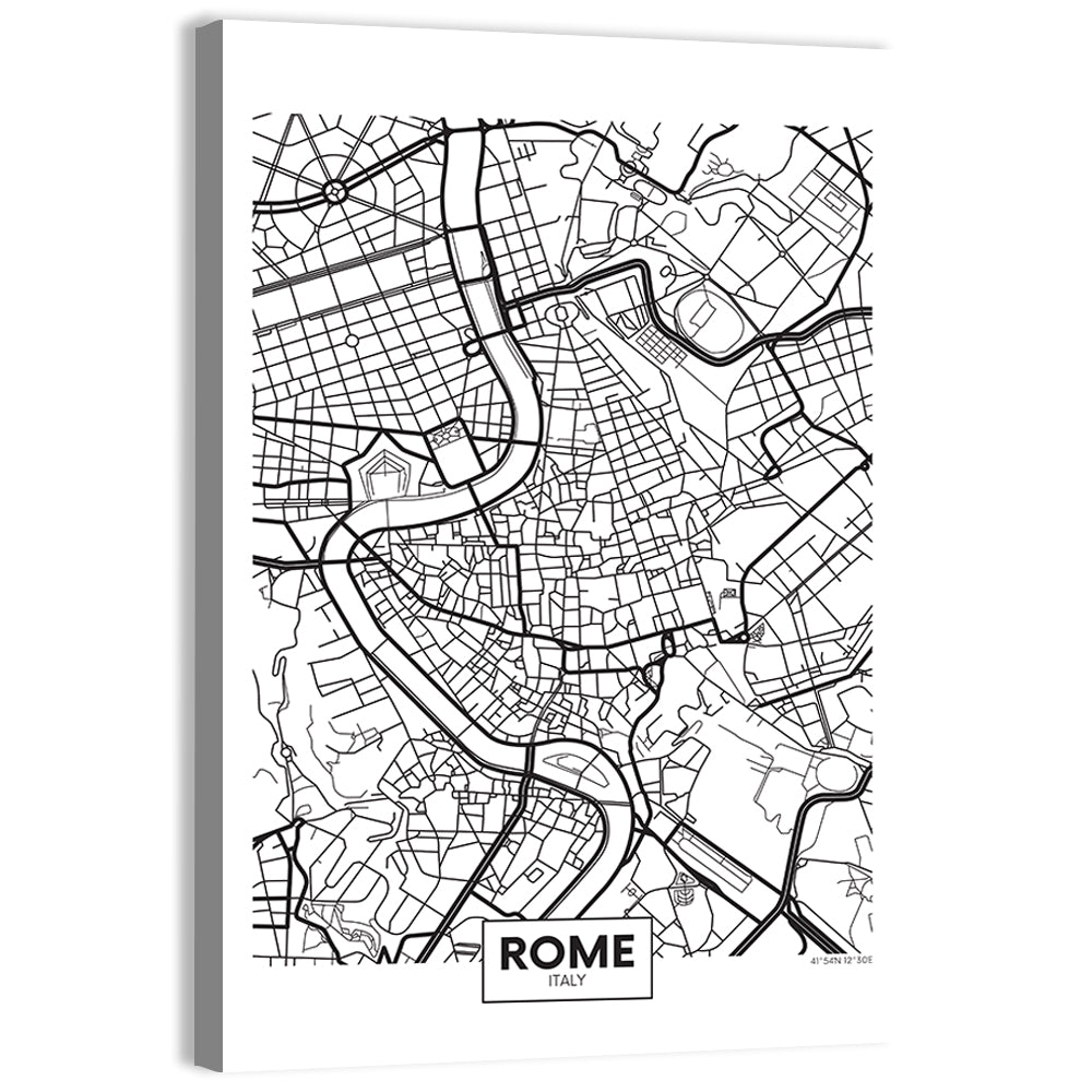 Minimalist Rome City Map Wall Art