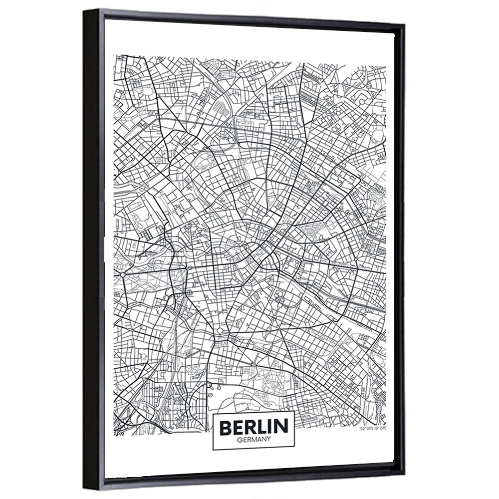 Berlin Map with Coordinates Wall Art