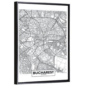 Bucharest City Map Wall Art