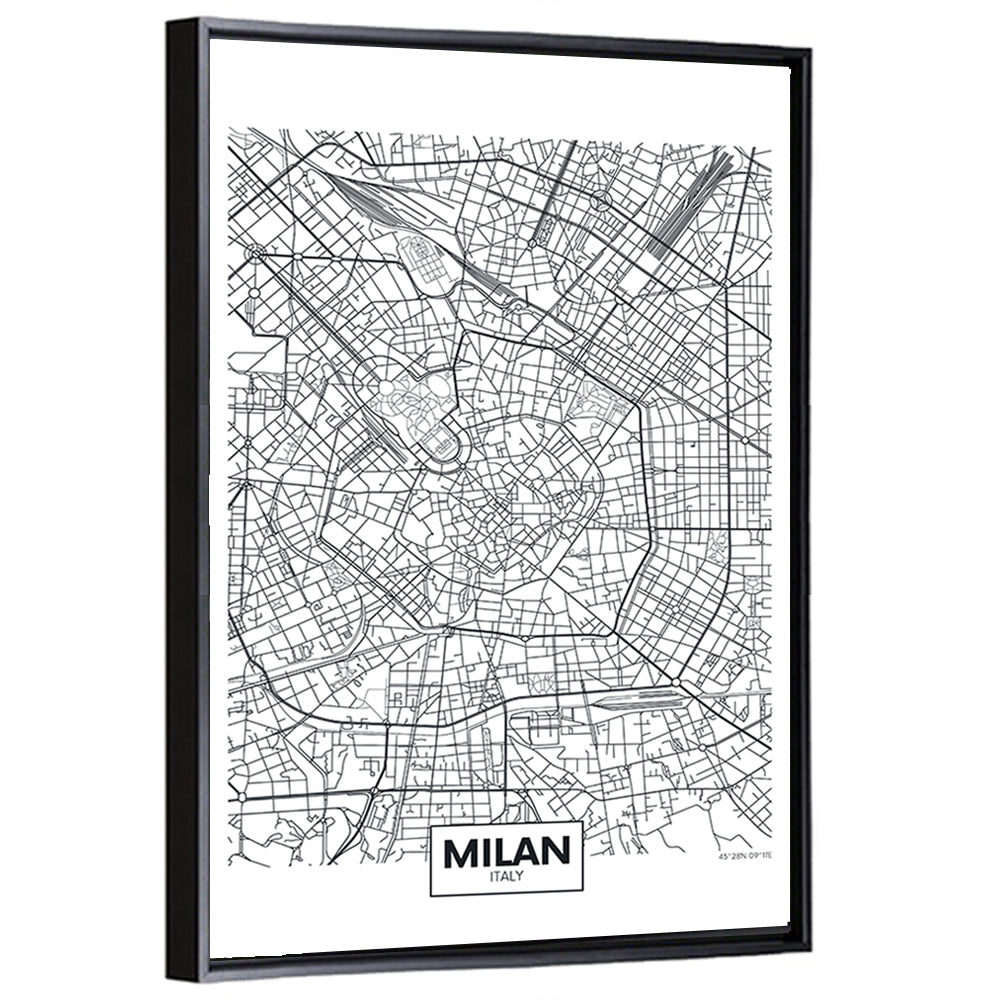 Milan City Map Wall Art