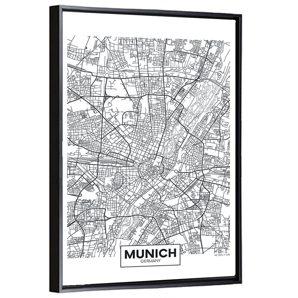 Munich City Map Wall Art