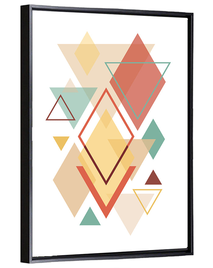 Layered Scandinavian Geometric Abstract Wall Art as a framed canvas