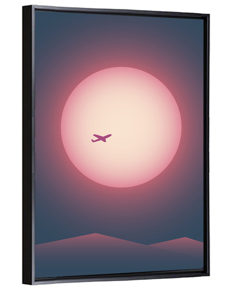 Twilight Airplane Over Mountains Wall Art