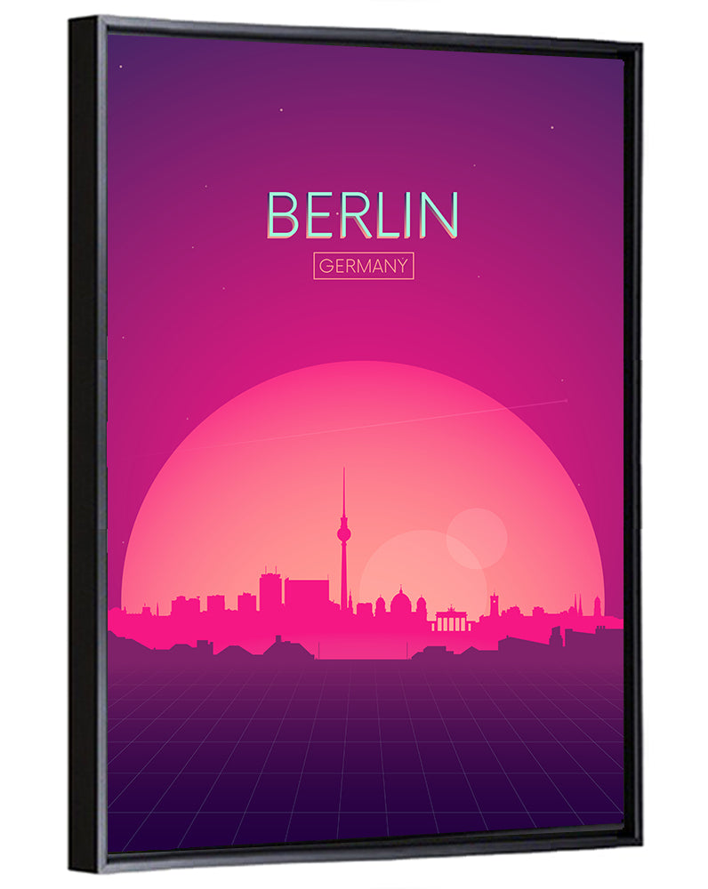 Berlin Tv Tower Synthwave Skyline Wall Art
