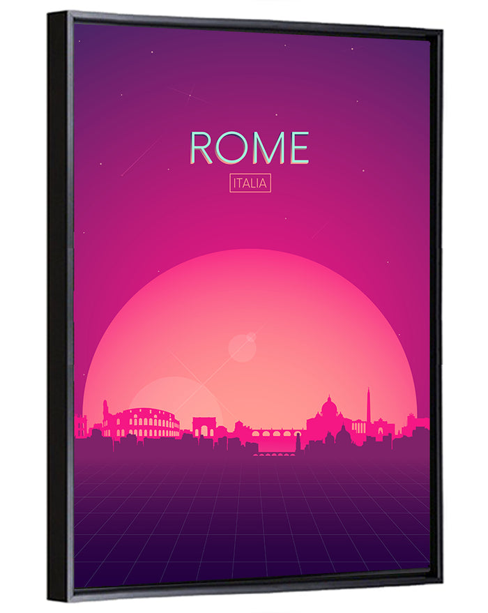 Rome Colosseum Skyline Wall Art as a framed canvas