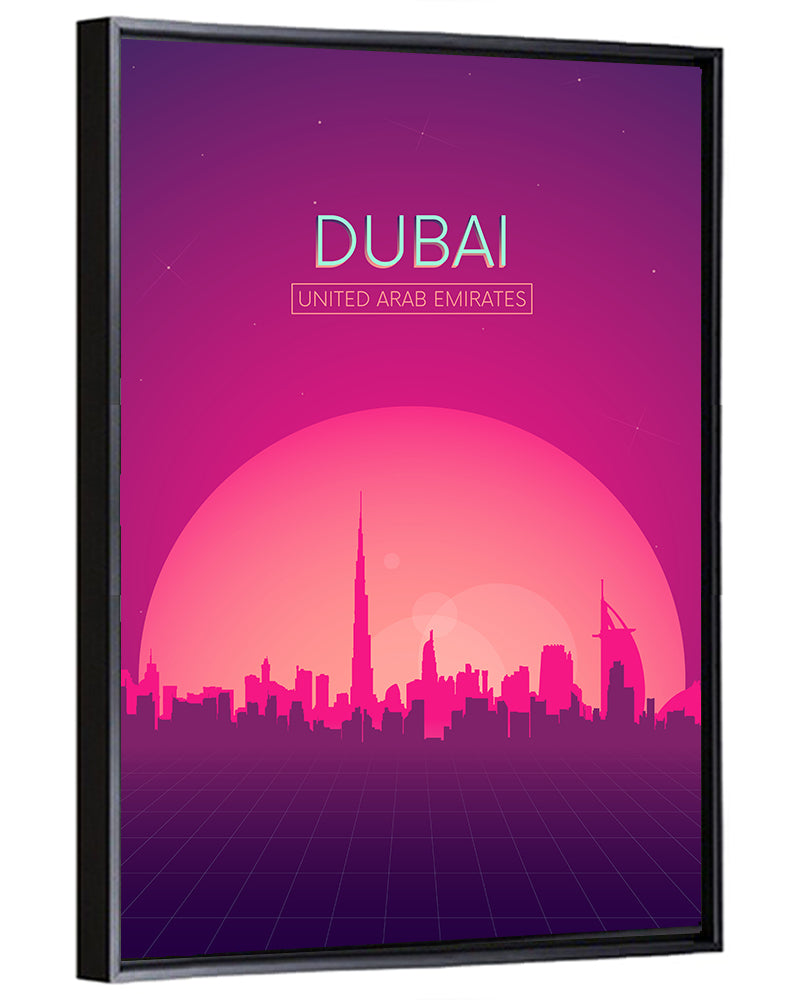Dubai Retro Skyline Wall Art