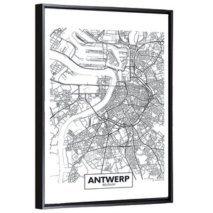 Antwerp City Map Wall Art