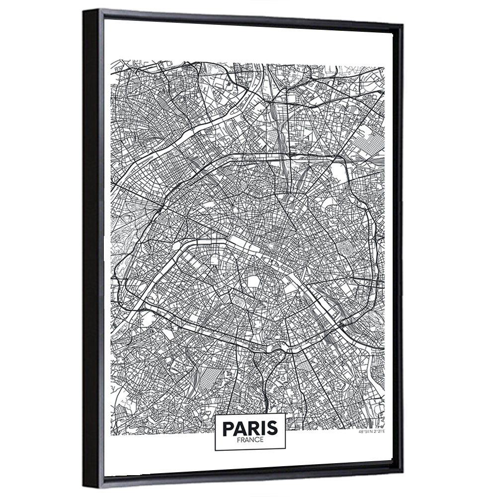 Paris Street Network Map Wall Art