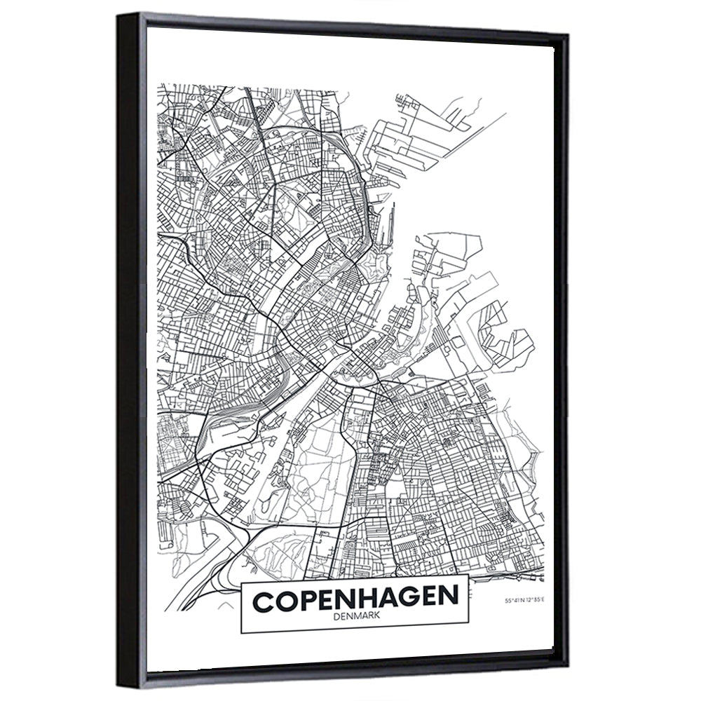 Copenhagen City Map Wall Art