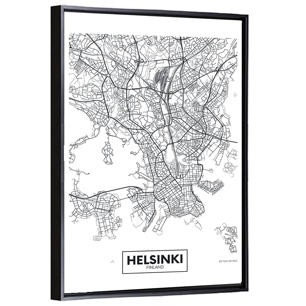 Helsinki Street Grid Map Wall Art