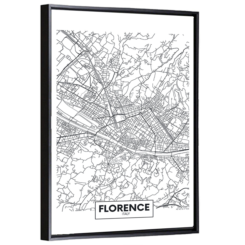 Florence Street Grid Map Wall Art