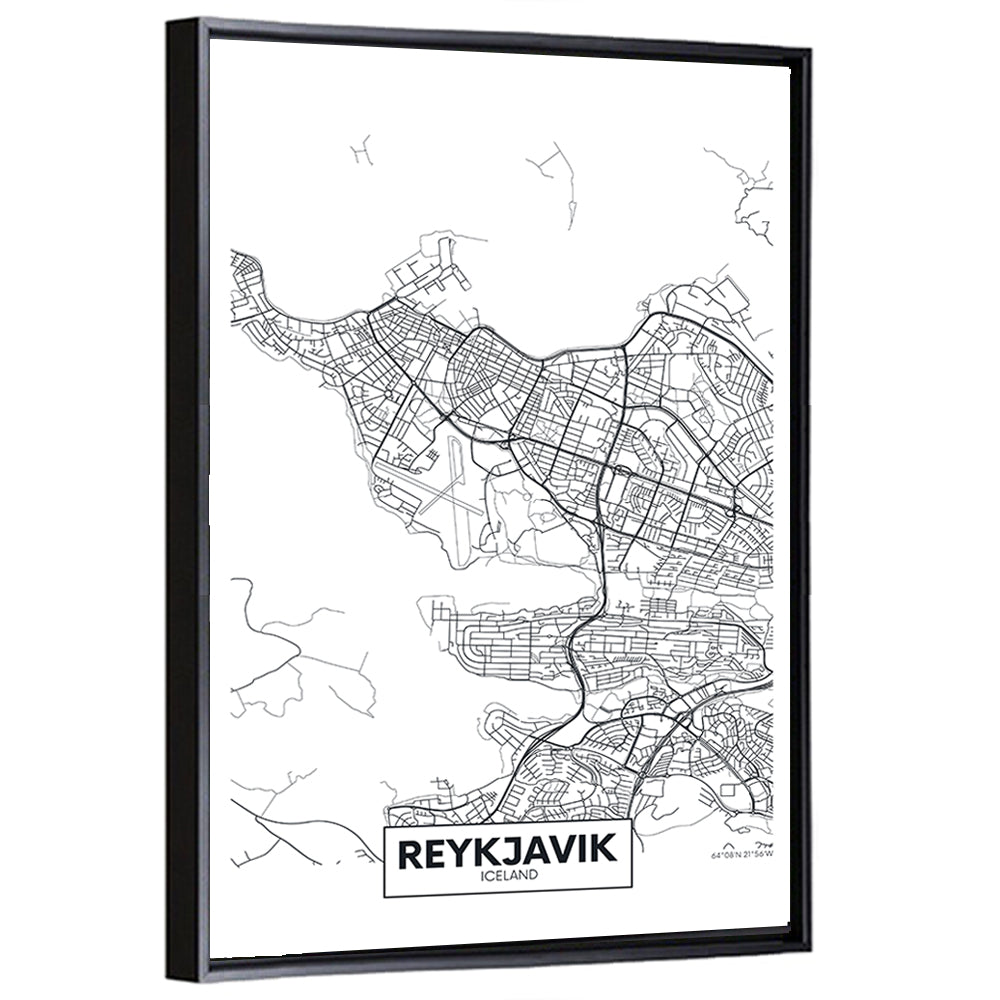 Reykjavik Aerial Map with Runway Wall Art