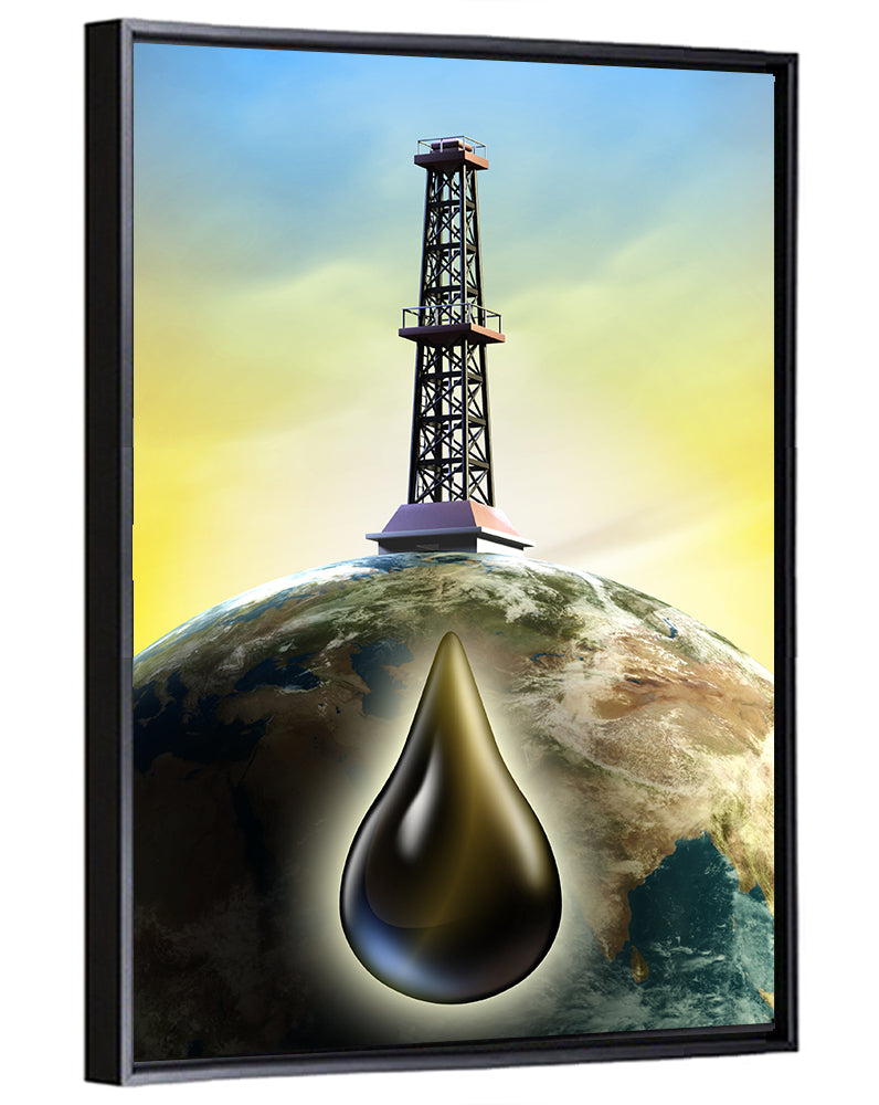 Oil Derrick with Glowing Drop Wall Art